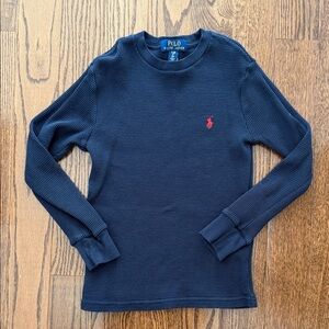 Boys Polo Ralph Lauren Navy Long Sleeve Shirt